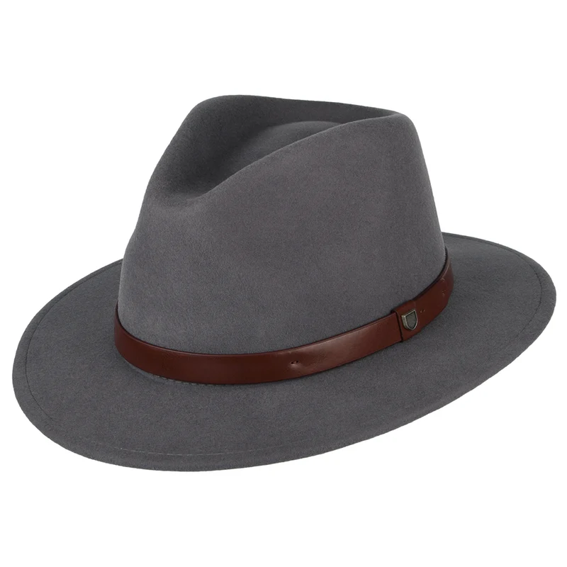 Brixton Messer Fedora Hut aus Wollfilz - Mittelgrau
