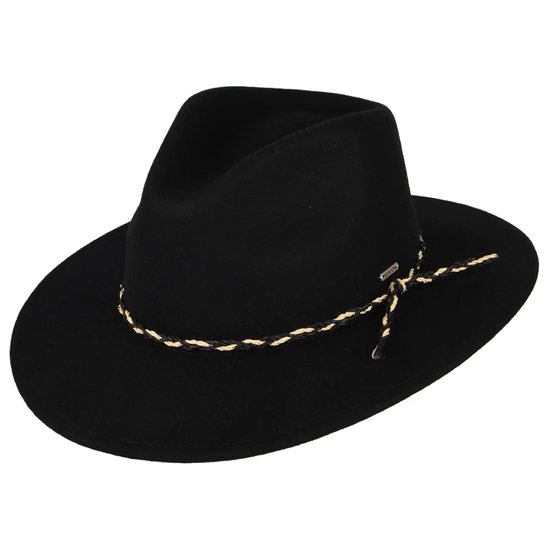 Brixton Messer Western Fedora Hut aus Wollfilz - Schwarz