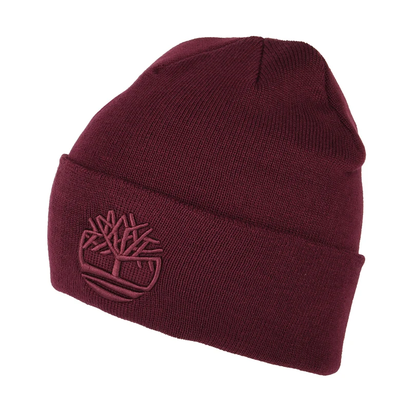Timberland Tonal 3D Stickerei Recycled Beanie Mütze - Portwein