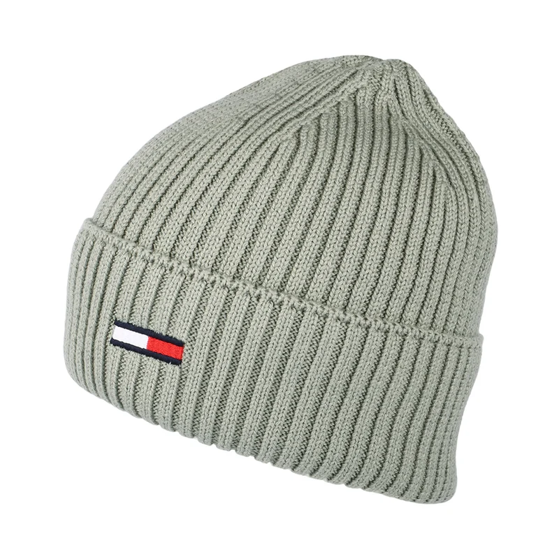 Tommy Hilfiger TJM Basic Rib Gerippte Beanie Mütze - Salbeigrün