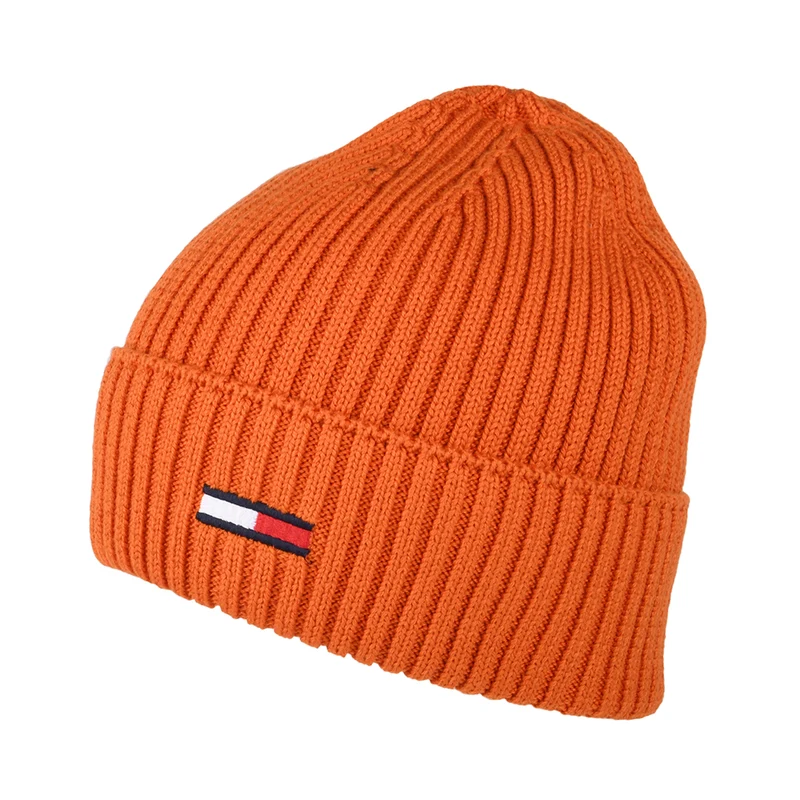 Tommy Hilfiger TJM Basic Rib Gerippte Beanie Mütze - Orange