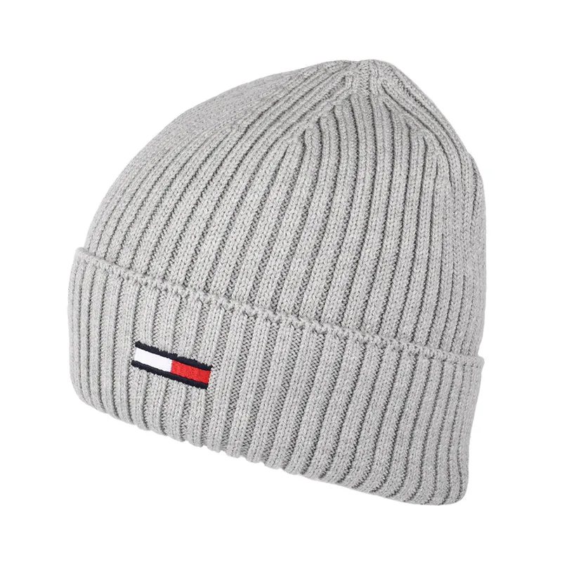 Tommy Hilfiger TJM Basic Rib Gerippte Beanie Mütze - Meliertes Grau