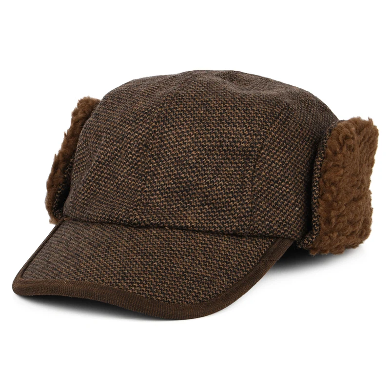 Dorfman Pacific Winter Baseball Cap Nail-Head mit Ohrenklappen - Braun