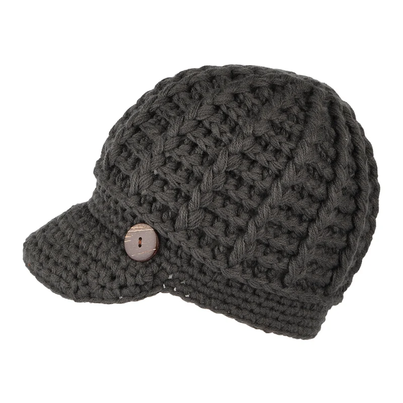 Scala Letizia Gestrickte Schirm Beanie Mütze - Grau