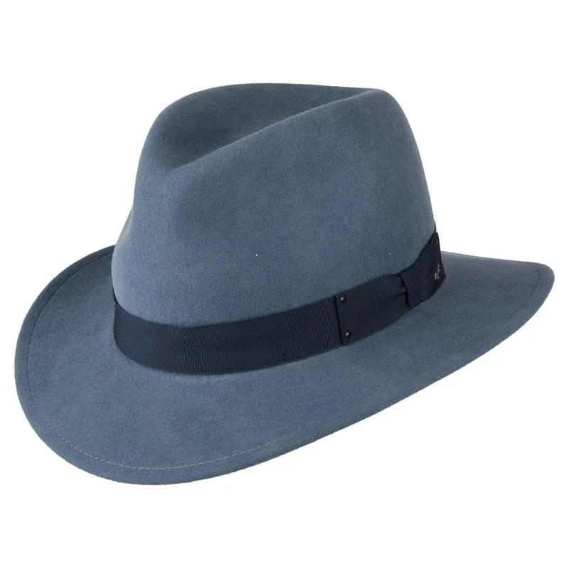 Bailey Curtis Knautschbarer Wasserabweisende Fedora Hut aus Wollfilz - Blau