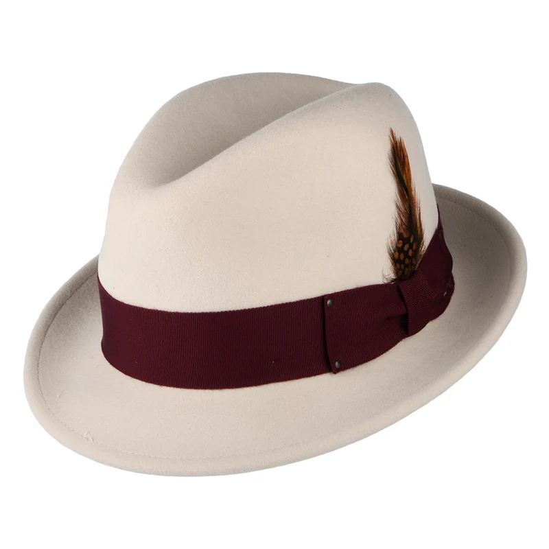 Bailey Tino II Knautschbarer Wasserabweisende Trilby Hut aus Wollfilz - Beige