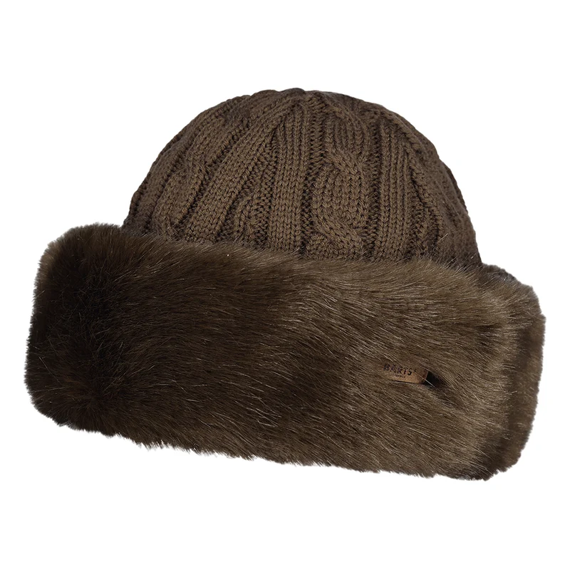 Barts Beanie Mütze Cable aus Kunstfell - Dunkelbraun