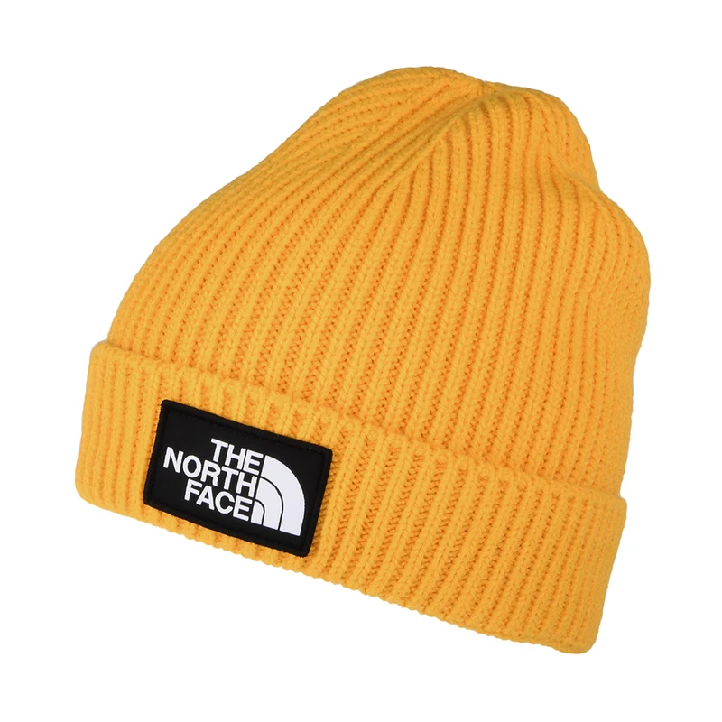 The North Face Kinder TNF Box Logo Cuffed Beanie Mütze - Löwenzahn