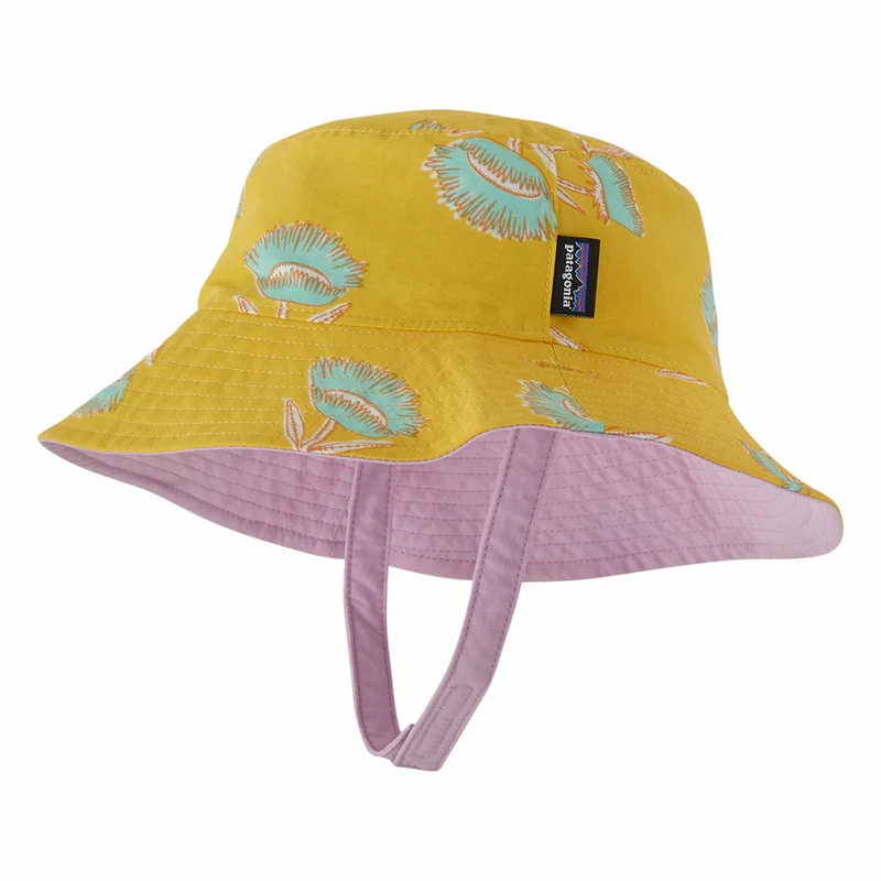 Patagonia Baby Summer Plant Fischerhut Wendbarer Sonnen - Pink-Gelb