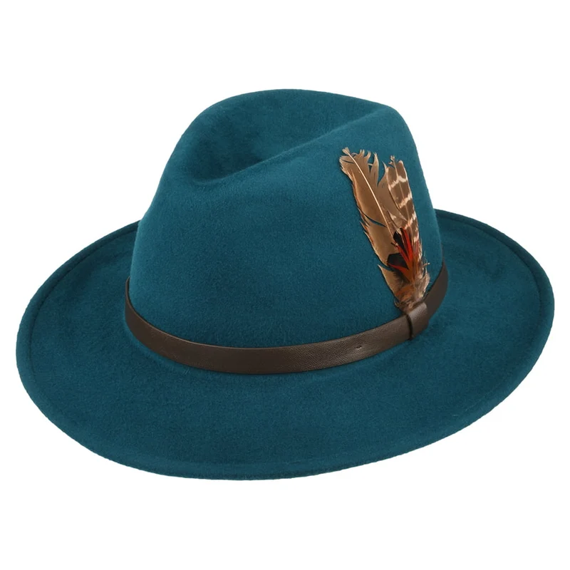 Failsworth Cheltenham Wasserabweisender Fedora Hut aus Wollfilz - Petrol