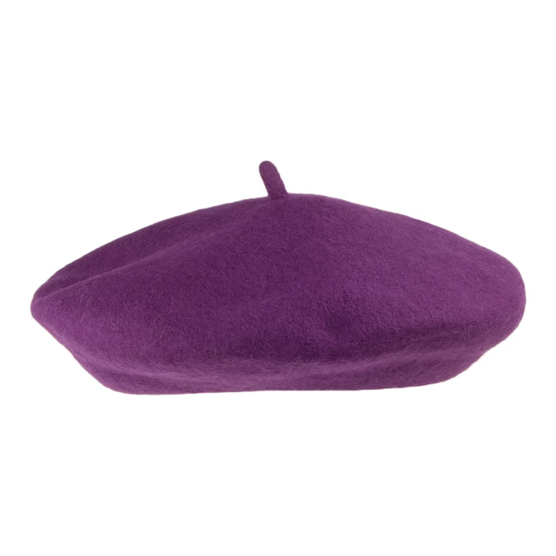 Village Hats Modische Baskenmütze aus Wolle - Lila