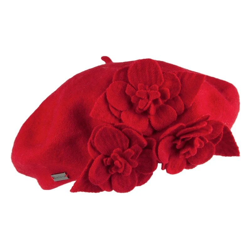 Betmar Blumen Baskenmütze - Rot