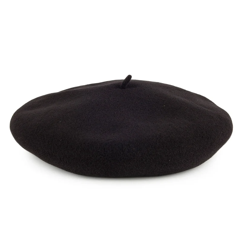 Laulhère Baskenmütze 25.5cm aus Merinowolle - Schwarz