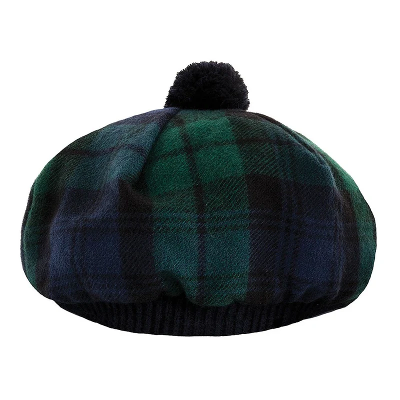 Lochcarron Schottland Tam O' Shanter Lammwoll Mütze-Black Watch Modern
