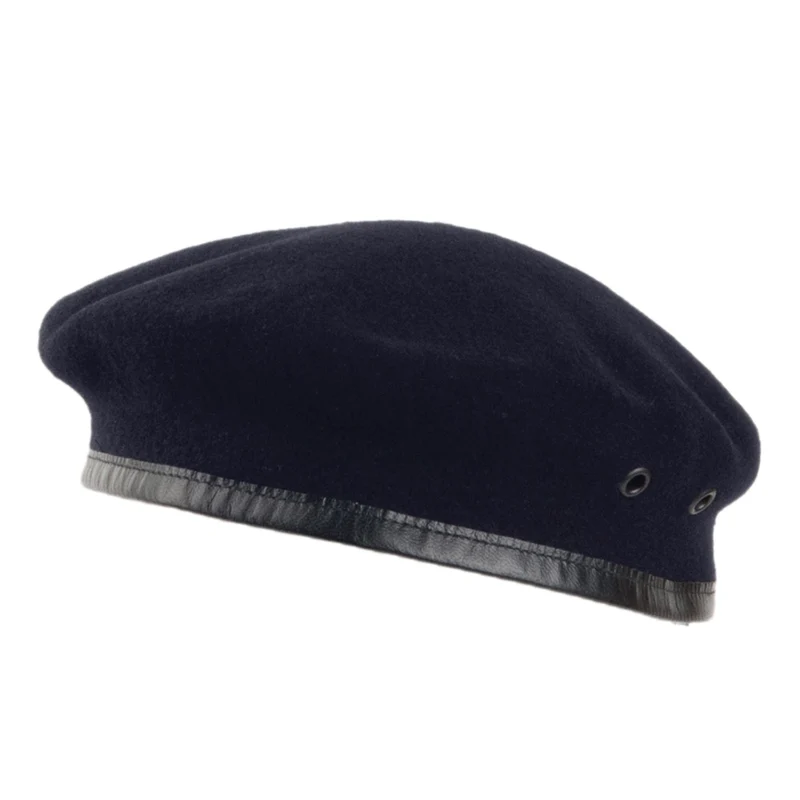 Héritage par Laulhère Militär Baskenmütze aus Merinowolle - Marineblau