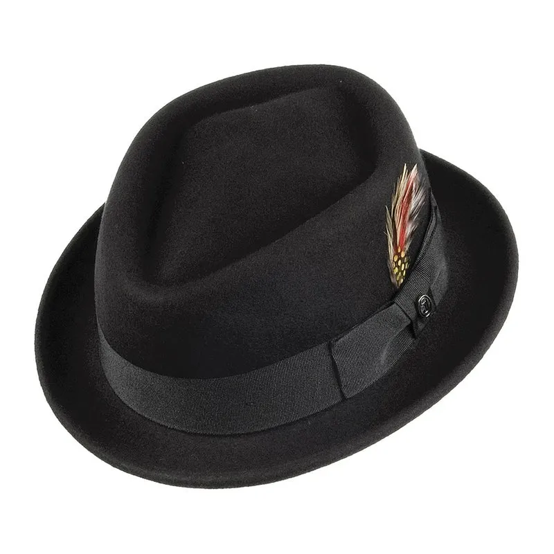 Jaxon & James Pork Pie Hut mit Diamantkrone - Schwarz