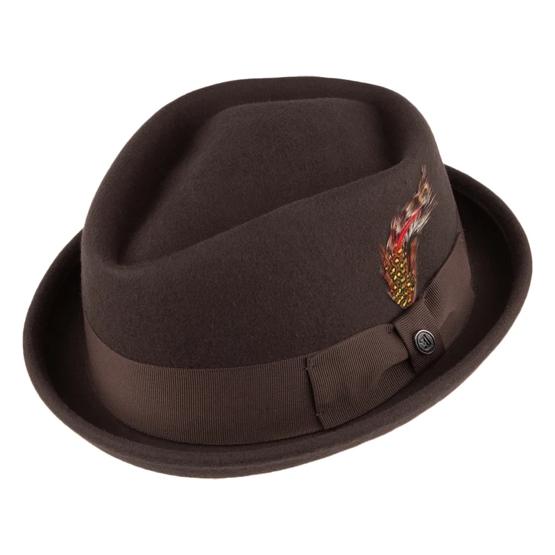 Jaxon & James Diamond Crown Knautschbarer Pork Pie Hut - Braun