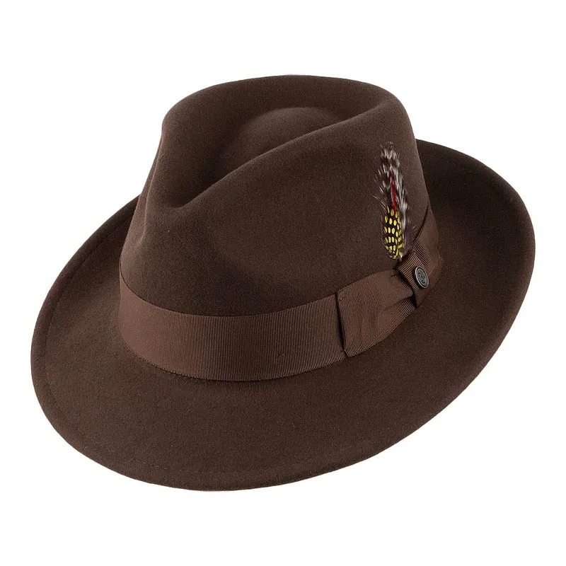 Jaxon & James C-Crown Knautschbar Fedora Hut aus Wollfilz - Braun