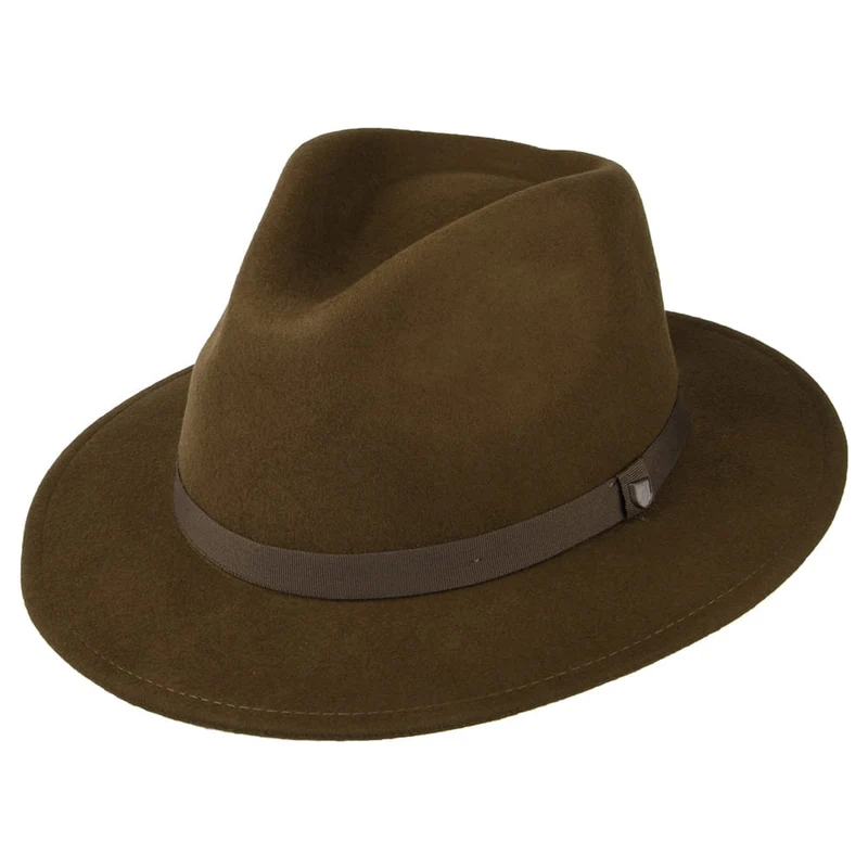 Brixton Messer Packbarer Fedora Hut aus Wollfilz - Braun