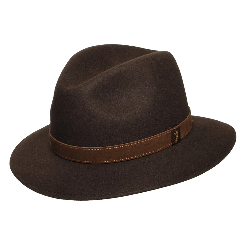 Borsalino Knautschbarer Safari Fedora aus Haarfilz - Braun