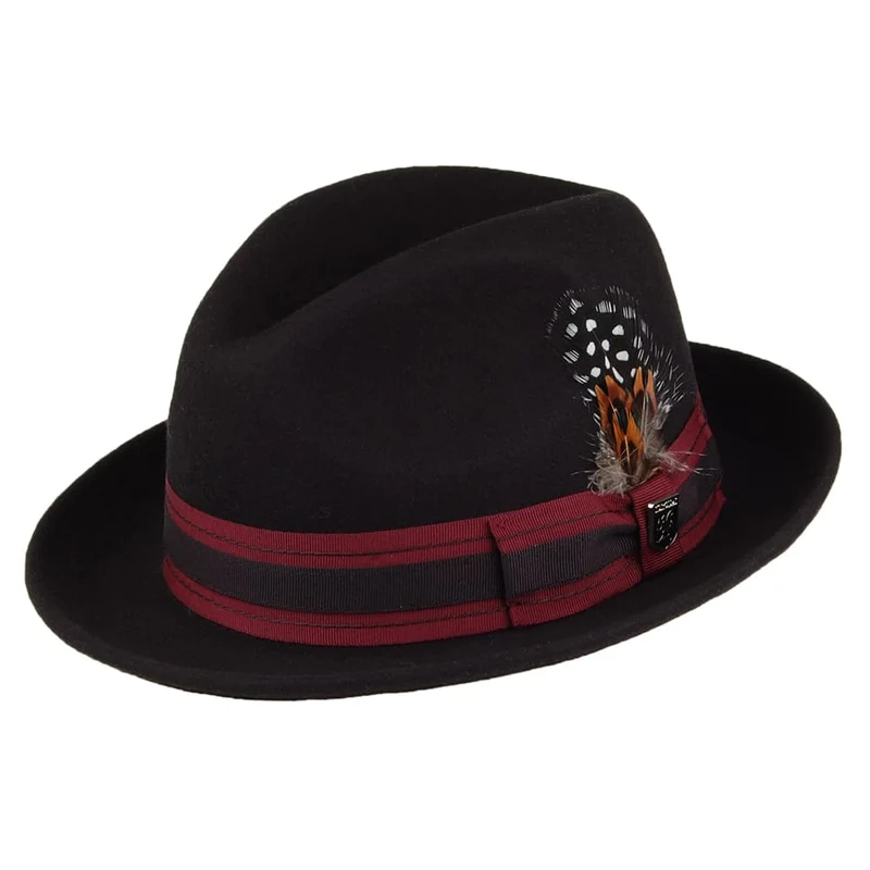 Stacy Adams Irving Trilby Hut Pinch Crown aus Wollfilz - Schwarz