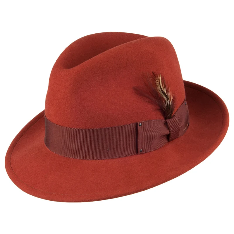 Bailey Blixen Knautschbarer Wasserabweisende Fedora Hut aus Wollfilz - Rostrot