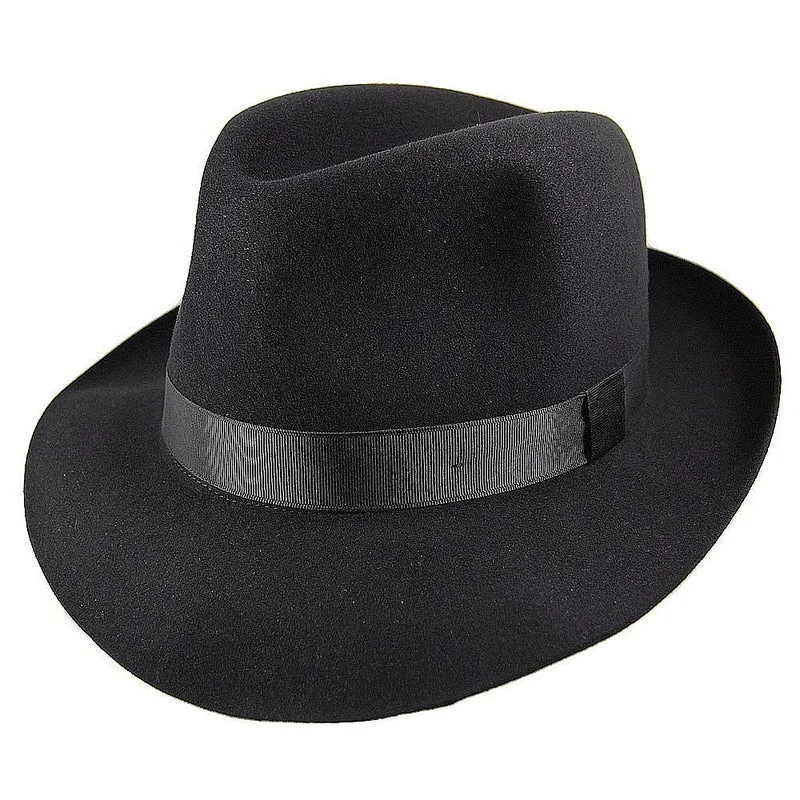 Christys Foldaway Fedora Hut aus Haarfilz - Schwarz