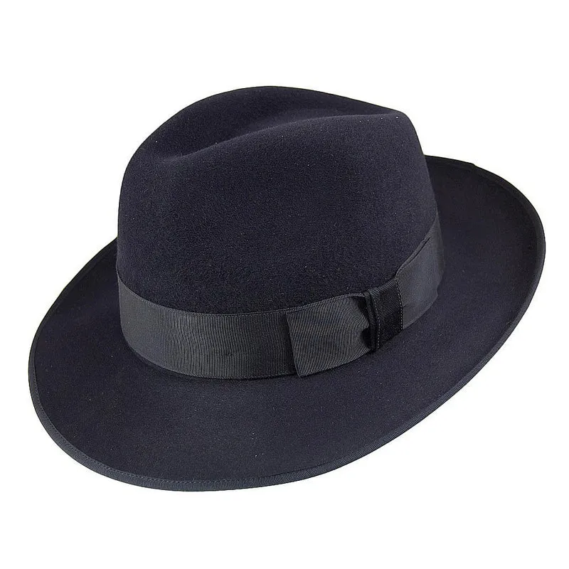 Christys Unisex Gangster Fedora Hut aus Haarfilz - Marineblau