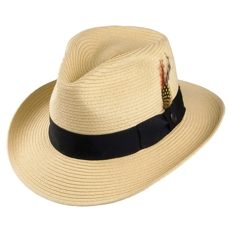 Jaxon & James Sommer C-Krone Fedora Hut aus Stroh - Natur