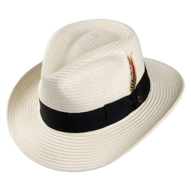 Jaxon & James Sommer C-Krone Fedora Strohhut - Elfenbein