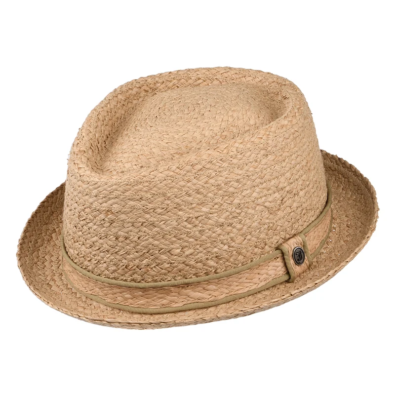 Jaxon & James Diamond Crown Pork Pie Hut aus Raffia Stroh - Natur