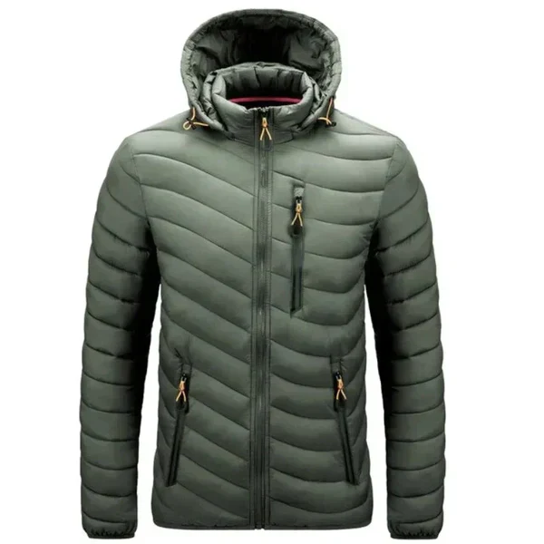Herren Daunenjacke wasserabweisend mit abnehmbarer Kapuze – Alaric