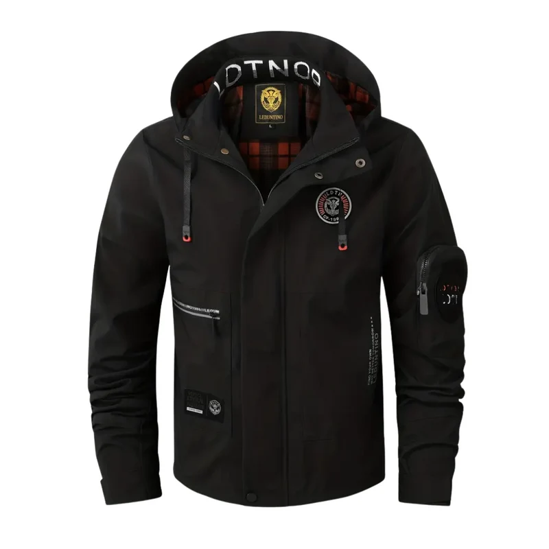 Herren Outdoorjacke wasserdicht mit Kapuze & karierter Fütterung – Jorrit