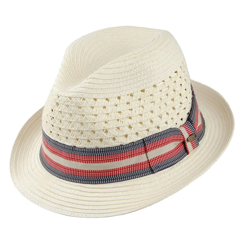 Scala Baytown Vented Fedora Hut aus geflochtenem Papier - Elfenbein