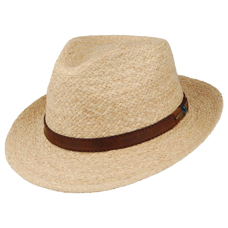 Scala Currituck Geflochtener Fedora Hut aus Raffia-Stroh - Natur