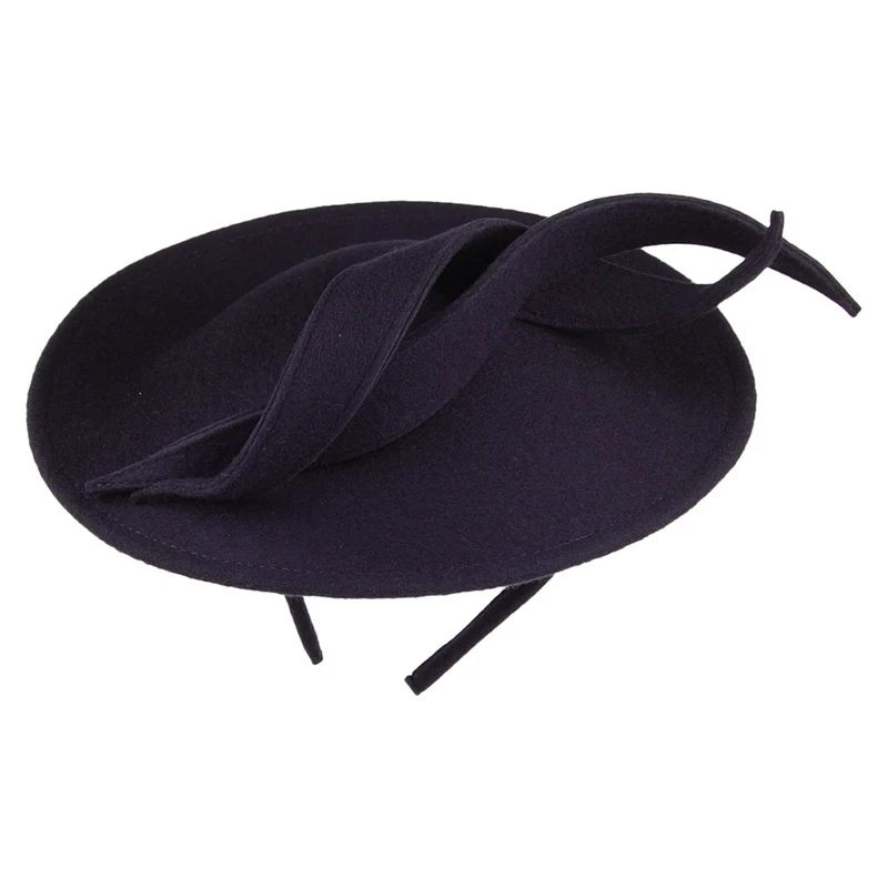 Whiteley Luna Disc Fascinator aus Wolle mit Wirbel - Marineblau
