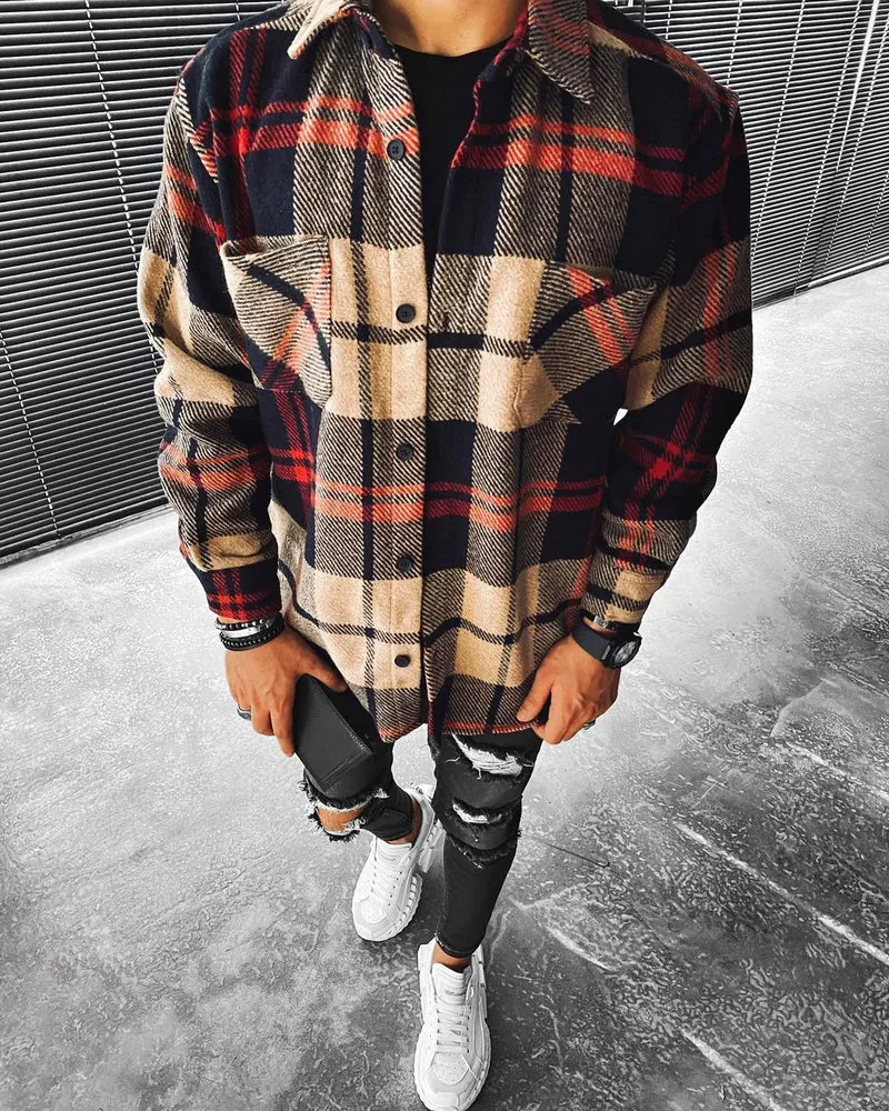 Unisex Oversized Hemd kariert mit langen Ärmeln & modernem Design – Elvano