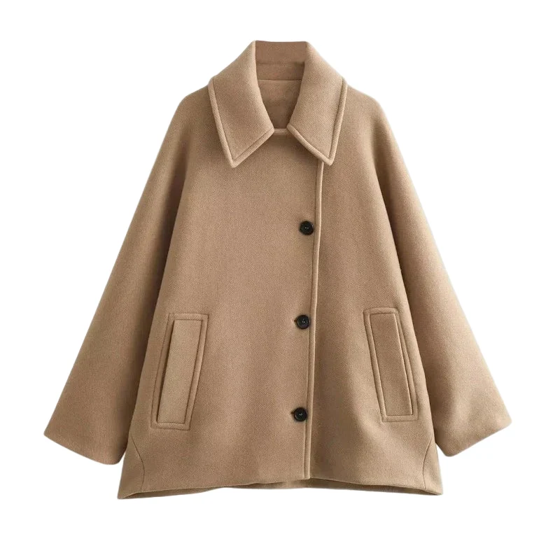 Damen Übergangsjacke im Oversized Look mit Knopfverschluss – Selina