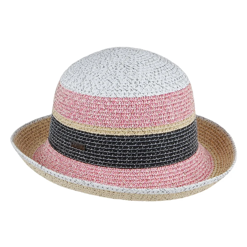 Betmar Catherine Sonnenhut mit Streifen - Natur-Pink