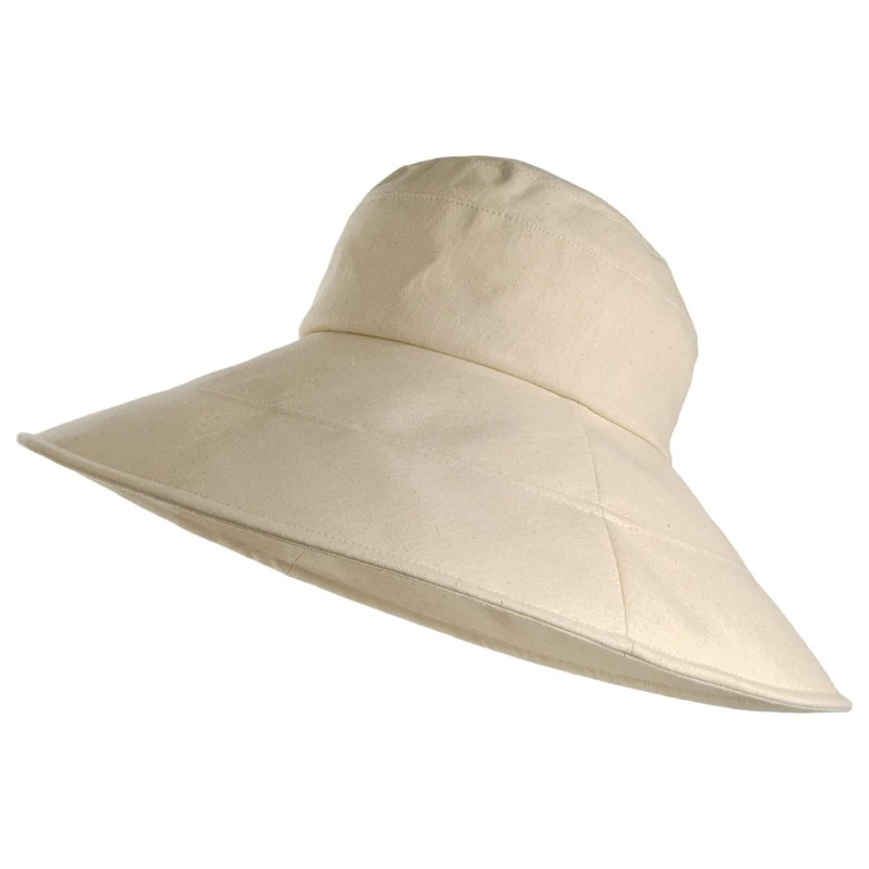 sur la tête Monaco Packbarer Sonnenhut aus Leinen-Baumwolle - Beige