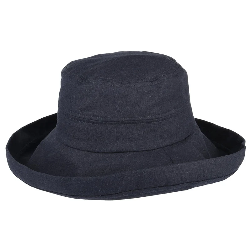 sur la tête Lily Packbarer Sonnenhut aus Leinen-Baumwolle - Marineblau