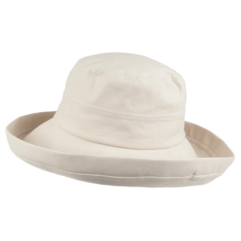 sur la tête Lily Packbarer Sonnenhut aus Leinen-Baumwolle - Sand