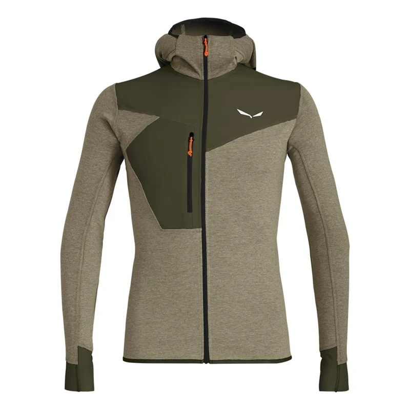 Salewa Puez 2 Dry M L/S Hood FZ Tee dark olive