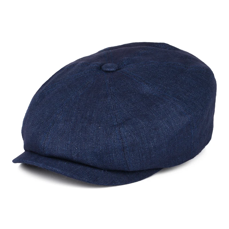 Stetson Hatteras Ballonmütze Marl aus Leinen - Marineblau