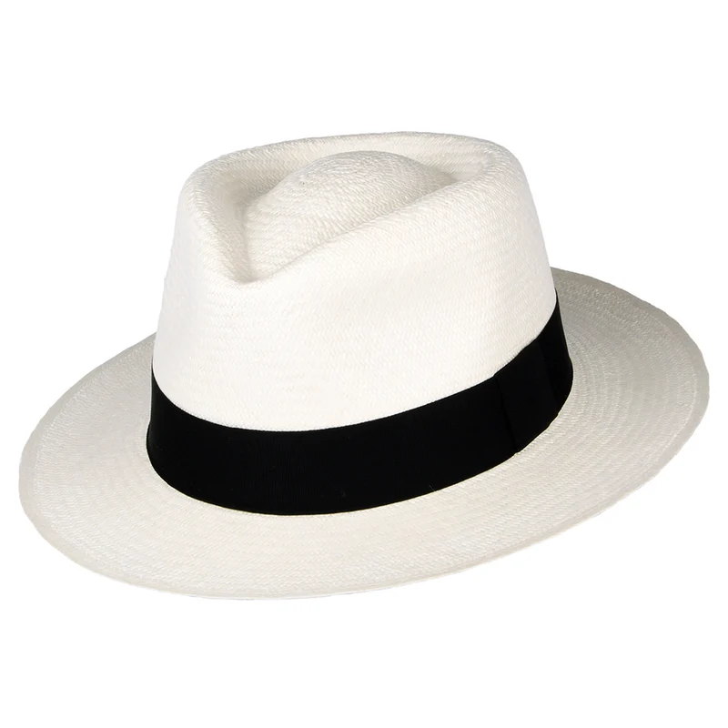 Jaxon & James C-Crown Panama Fedora Hut - Perlweiß