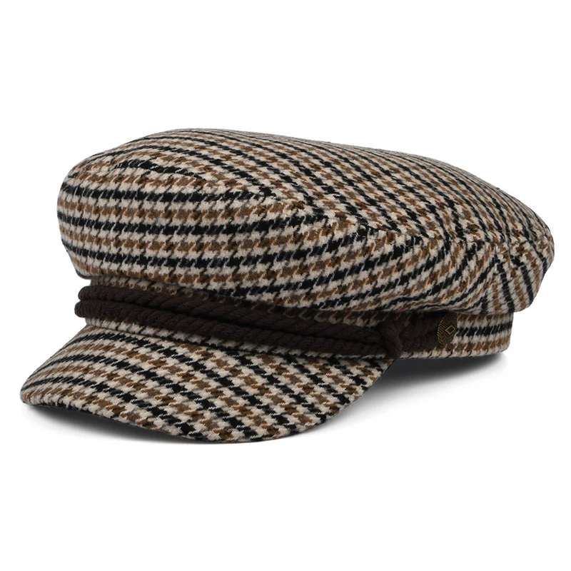 Brixton Schiffermütze Houndstooth - Sand-Braun-Orange