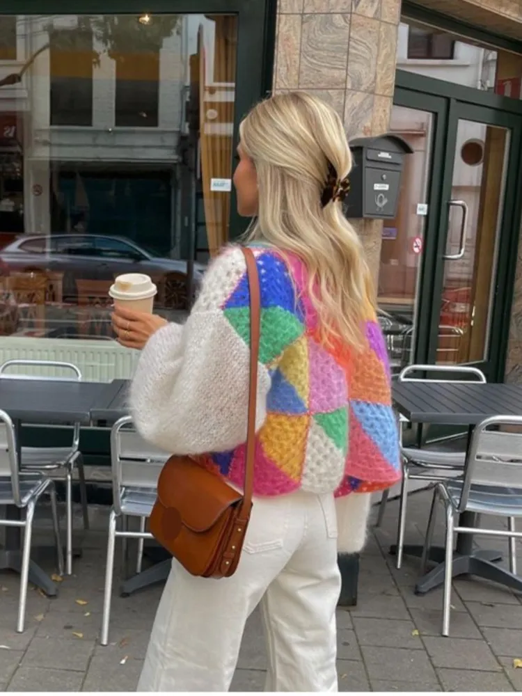 Gestreifter Herbst-Cardigan mit offenem Design - Mia