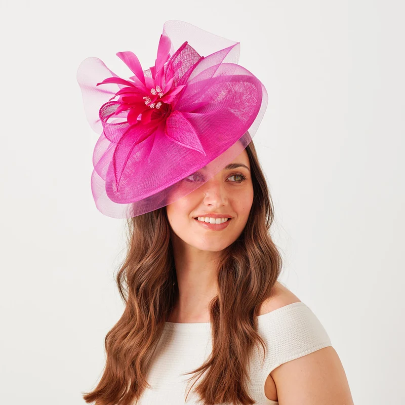 Failsworth Monique Scheiben Fascinator - Fuchsie