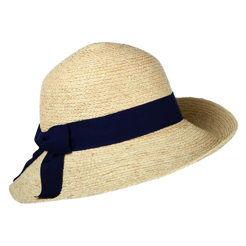 Failsworth Bronte Sonnenhut aus Stroh - Natur-Marineblau