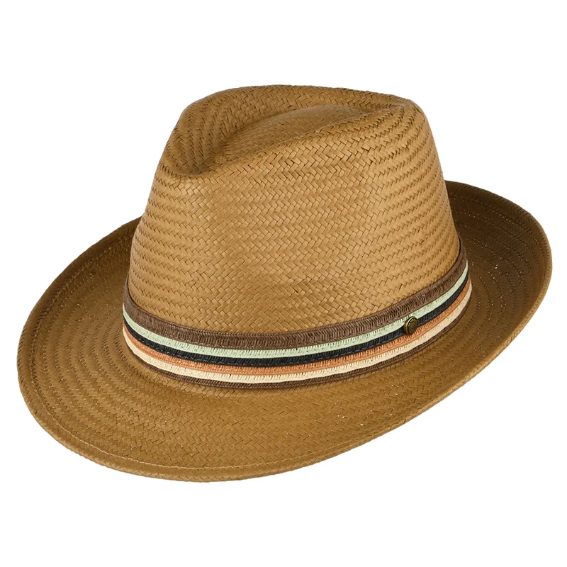 Failsworth Monaco Fedora Hut aus Toyo Stroh - Tabak